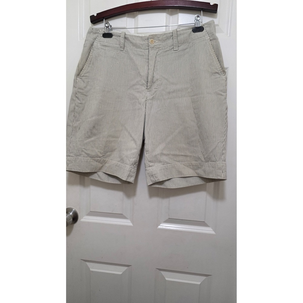 Polo Ralph Lauren‎ Shorts Mens 34 Tan White Pinstripe Seersucker Cotton Preppy